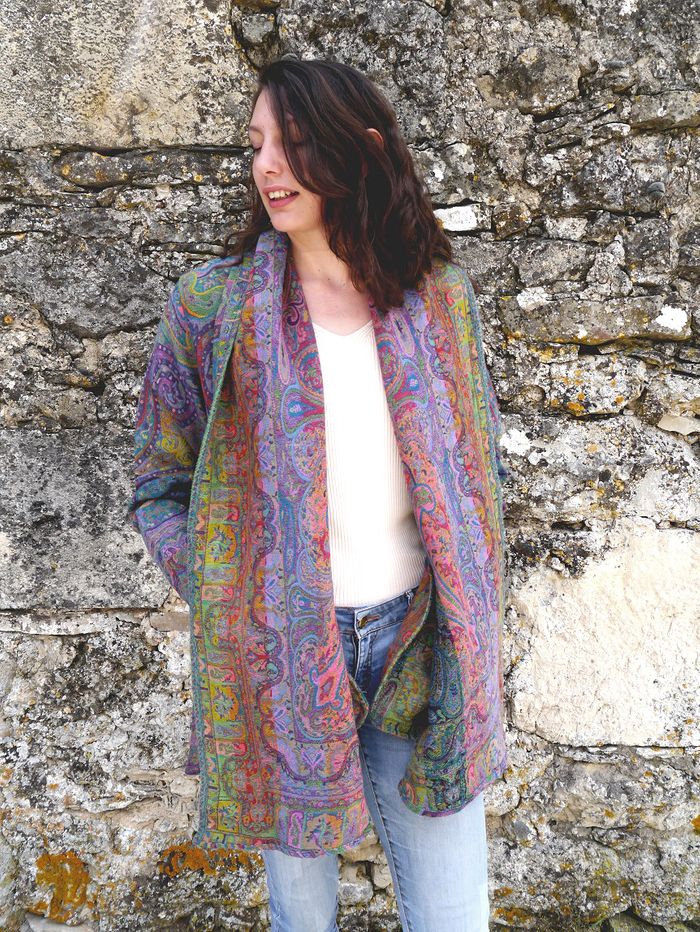 Cosy Autumn Coat – Purple Multi